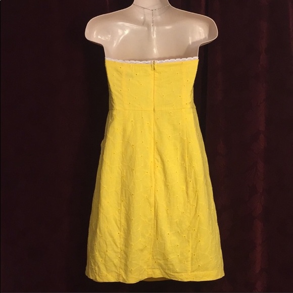 XOXO Yellow Eyelet pocket strapless retro pinup a line sexy summer dress 9 - Picture 2 of 8
